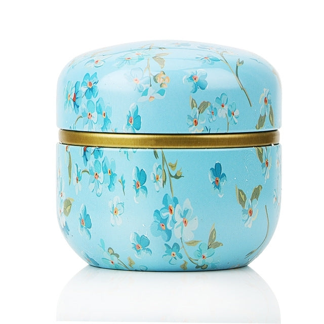 HOOMIN Tea Box Tea Jar Storage Holder Tea Caddies Matcha Container Mini Coffee Powder Organizer Cans Multifunction Round Metal, Color:Shallow wind