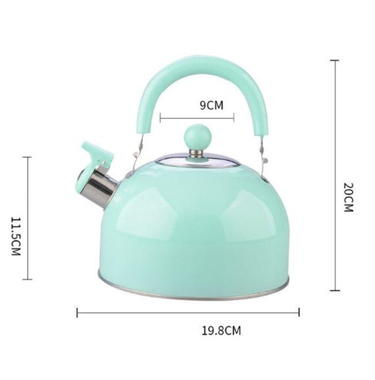 Non Magnetic Thick Stainless Steel Whistle Kettle Dome Whistle Kettle, Color:2.5L natural color