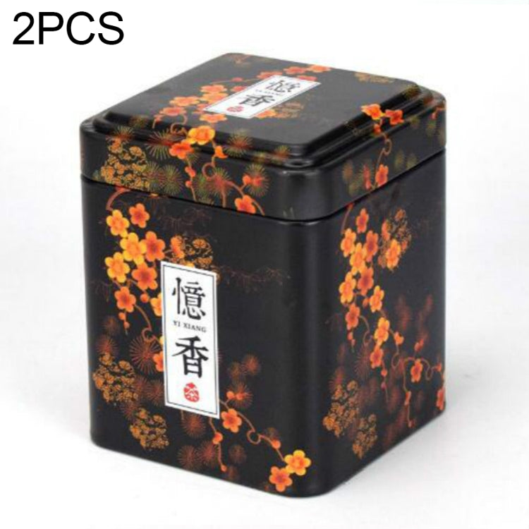 2 PCS Chinese Tea Caddies Iron Tin Box for Candy Biscuit Cookie Chocolate Storage Box Coffee Can Vintage Storage Organizer