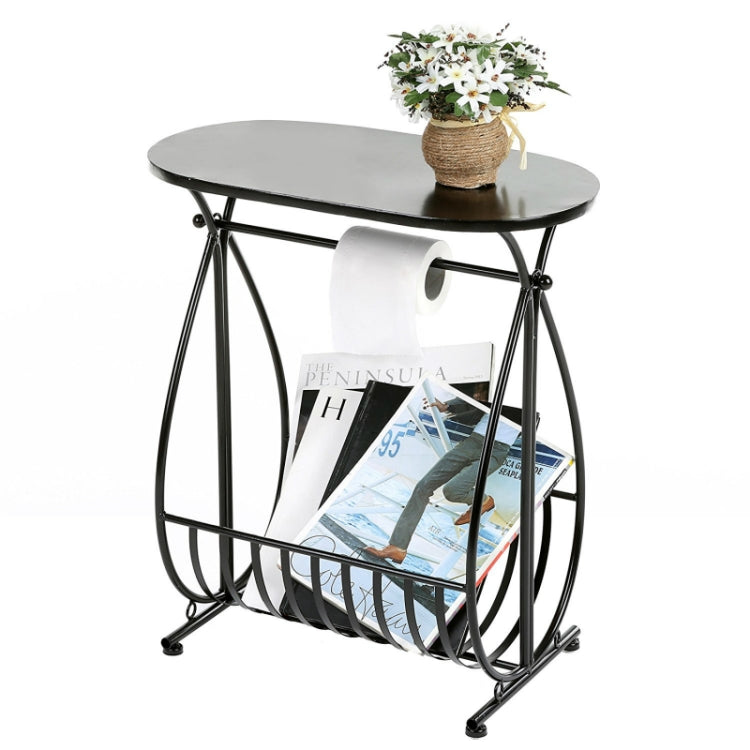 Metal Bathroom Storage Table with Toilet Paper Roll Holder and Magazine Rack Iron Small Coffee Table