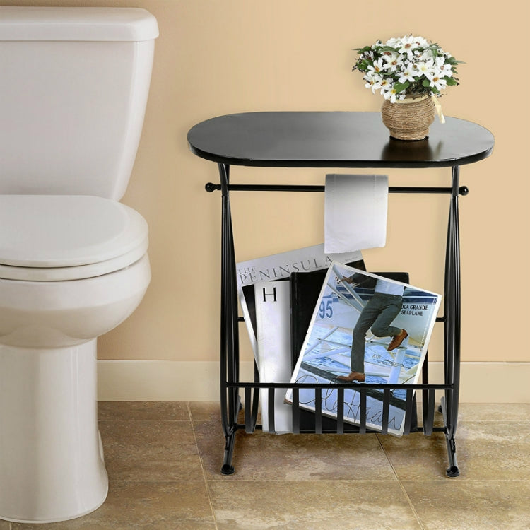 Metal Bathroom Storage Table with Toilet Paper Roll Holder and Magazine Rack Iron Small Coffee Table