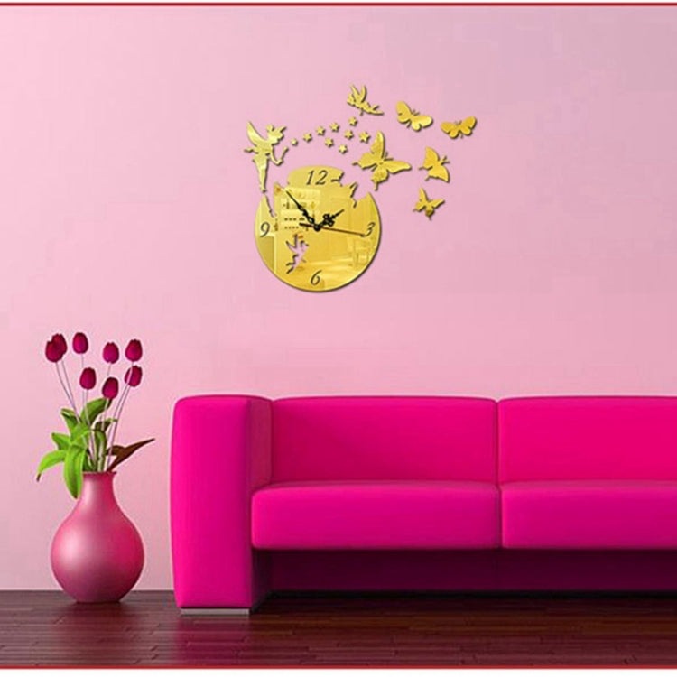 Butterfly Star 3D Acrylic Stereo Living Room Bedroom Decorating Mirror Wall Clock