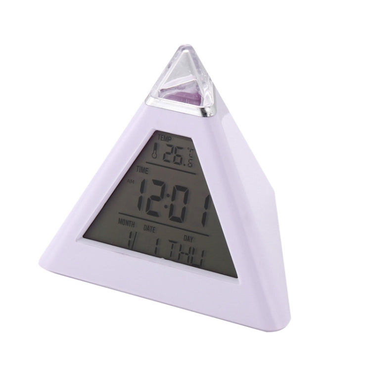 2 PCS Color Changing Pyramid Digital LCD Alarm Clock Thermometer Temperature Date Display Electronic Table Desktop Clocks