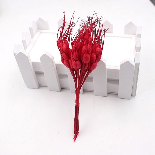 5 PCS Artificial Flower Mini Foam Autumn Wheat Bouquet for Wedding Decoration Wreath Fake Flowers