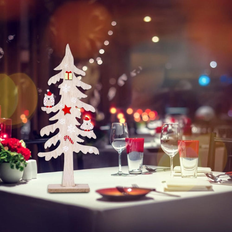 2 PCS Christmas Decorations Creative Painted Wooden Christmas Tree Ornaments, Size:24x10cm