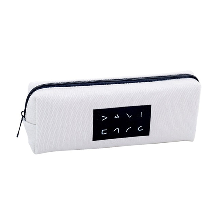 Simple Text Large Capacity Canvas Pencil Case