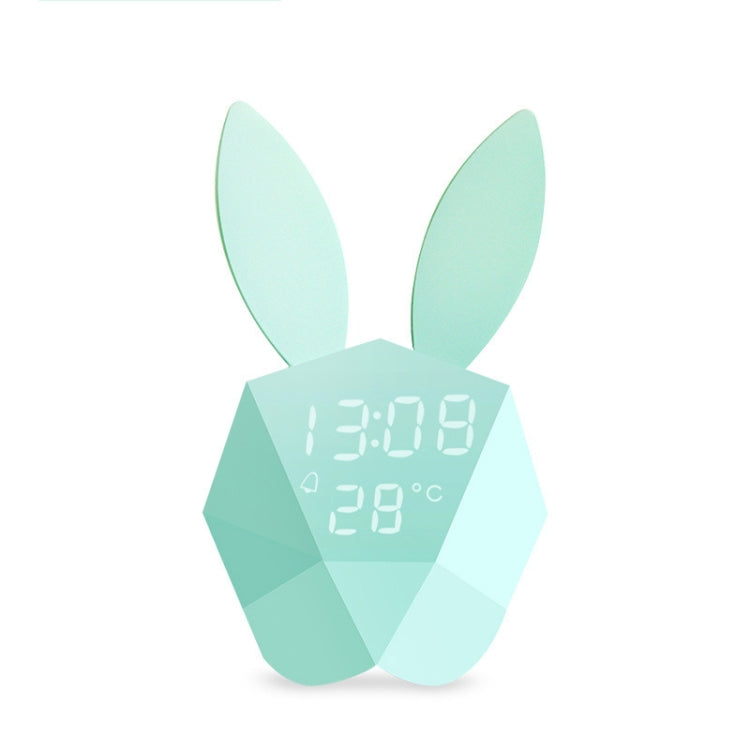 LED Sound Night Light Thermometer Rechargeable Table Wall Clocks Cute Rabbit Shape Digital Alarm Clock