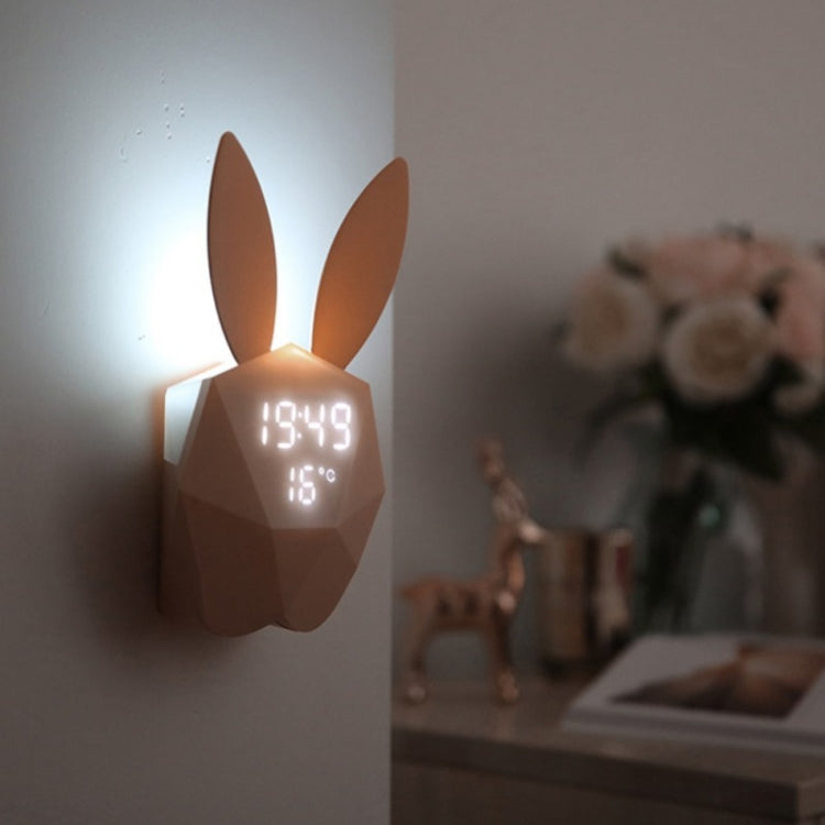 LED Sound Night Light Thermometer Rechargeable Table Wall Clocks Cute Rabbit Shape Digital Alarm Clock