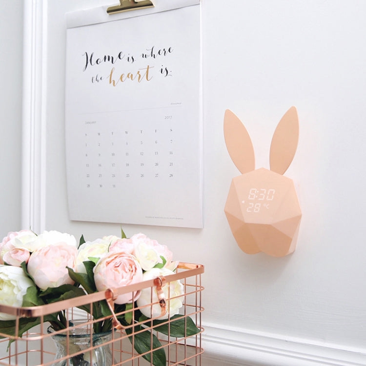 LED Sound Night Light Thermometer Rechargeable Table Wall Clocks Cute Rabbit Shape Digital Alarm Clock