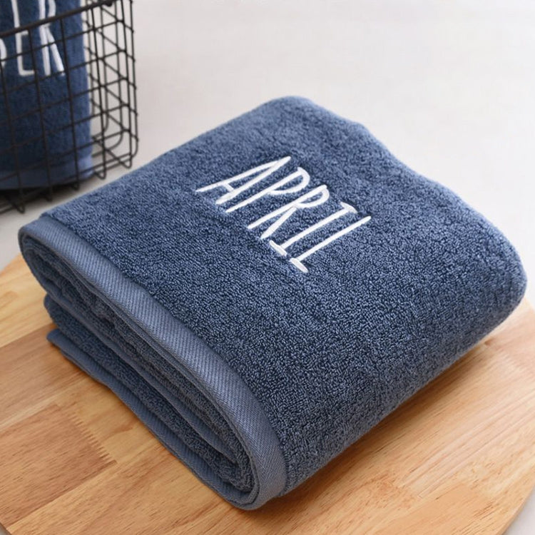 Month Embroidery Soft Absorbent Increase Thickened Adult Cotton Bath Towel, Pattern:April