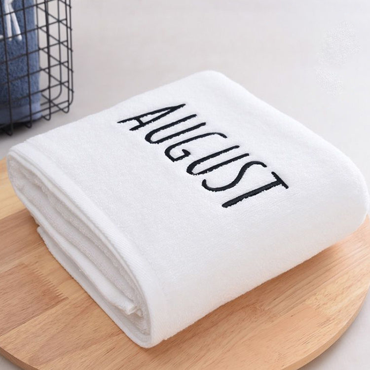 Month Embroidery Soft Absorbent Increase Thickened Adult Cotton Bath Towel, Pattern:August
