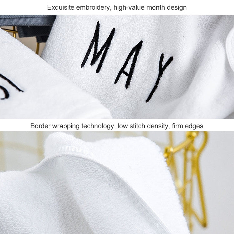 Month Embroidery Soft Absorbent Increase Thickened Adult Cotton Bath Towel, Pattern:October