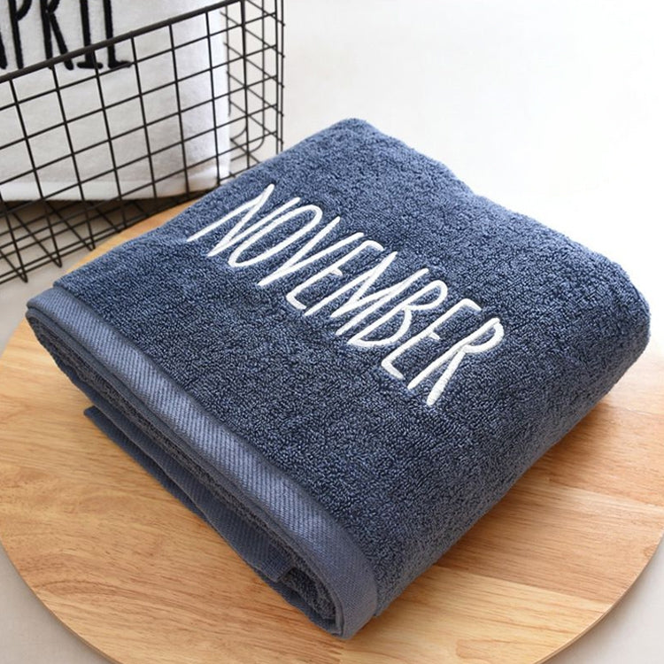 Month Embroidery Soft Absorbent Increase Thickened Adult Cotton Bath Towel, Pattern:November