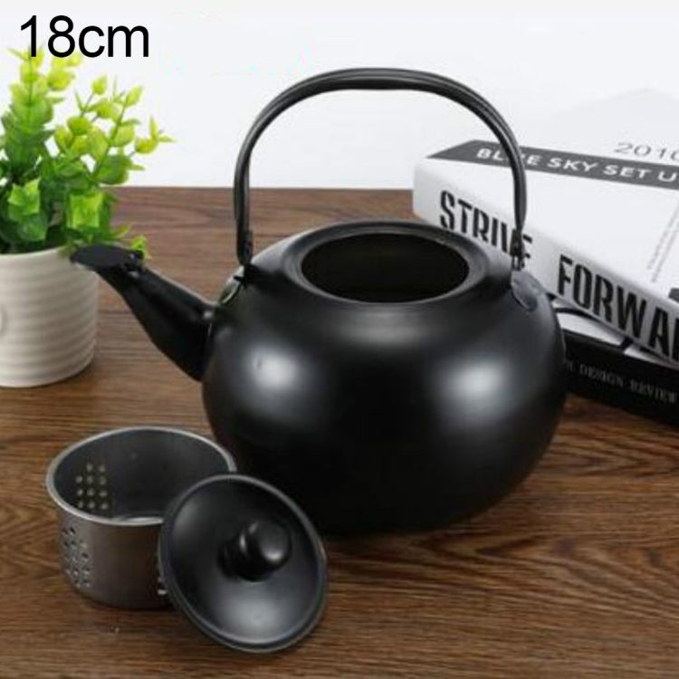 Thick Stainless Steel Teapot Tea Set Coffee Pot, style:black 18cm