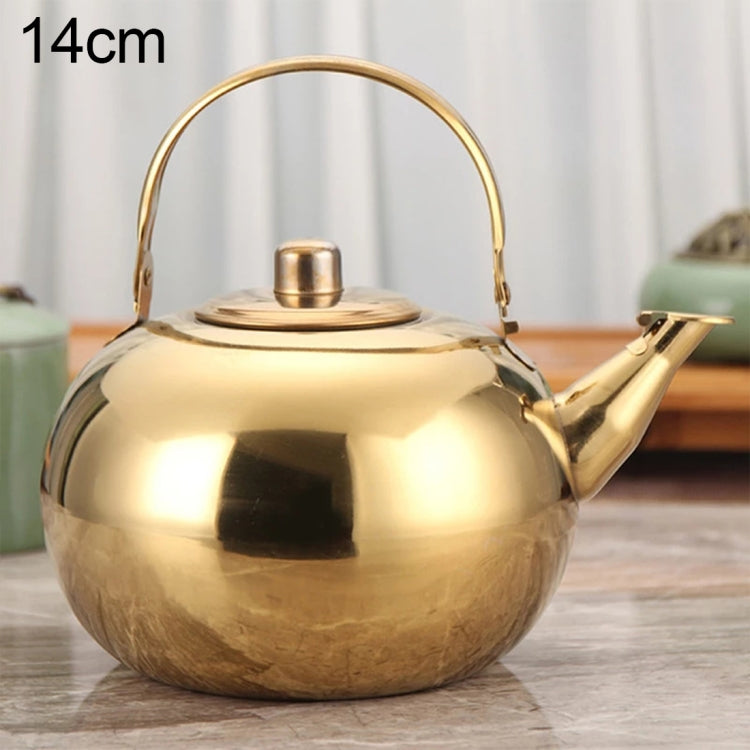 Thick Stainless Steel Teapot Tea Set Coffee Pot, style:gold 14cm