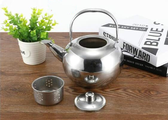 Thick Stainless Steel Teapot Tea Set Coffee Pot, style:silver 16cm