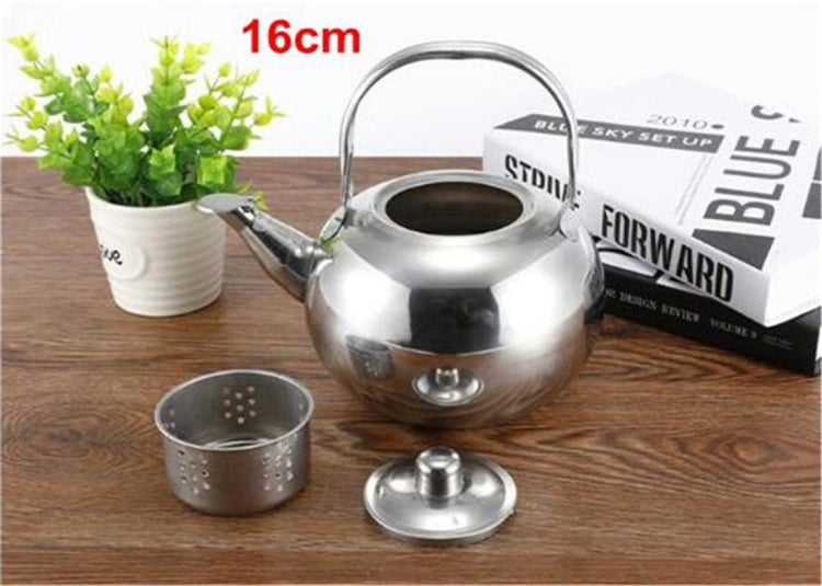 Thick Stainless Steel Teapot Tea Set Coffee Pot, style:silver 16cm