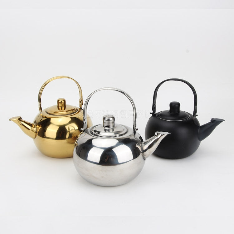 Thick Stainless Steel Teapot Tea Set Coffee Pot, style:silver 16cm
