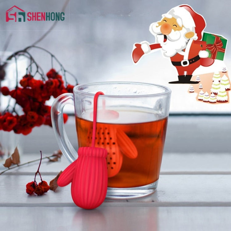 2 PCS Christmas Gloves Tea Strainer Infusers Makers Silicon Loose Leaf Coffee Bag