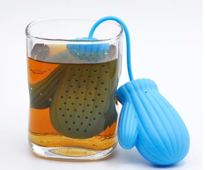 2 PCS Christmas Gloves Tea Strainer Infusers Makers Silicon Loose Leaf Coffee Bag