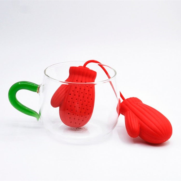 2 PCS Christmas Gloves Tea Strainer Infusers Makers Silicon Loose Leaf Coffee Bag