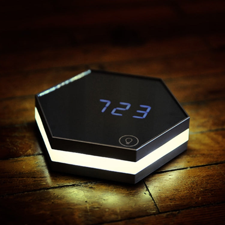 Multi-function Touch Sensing Led Digital Alarm Clock Night Light Temperature Display Table Lamp Makeup Mirror Travel Clocks(Gold)