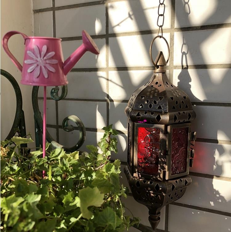 Retro Creative Wrought Iron Candle Holder Garden Hanging Hanging Wind Lamp Romantic Wedding Decorations