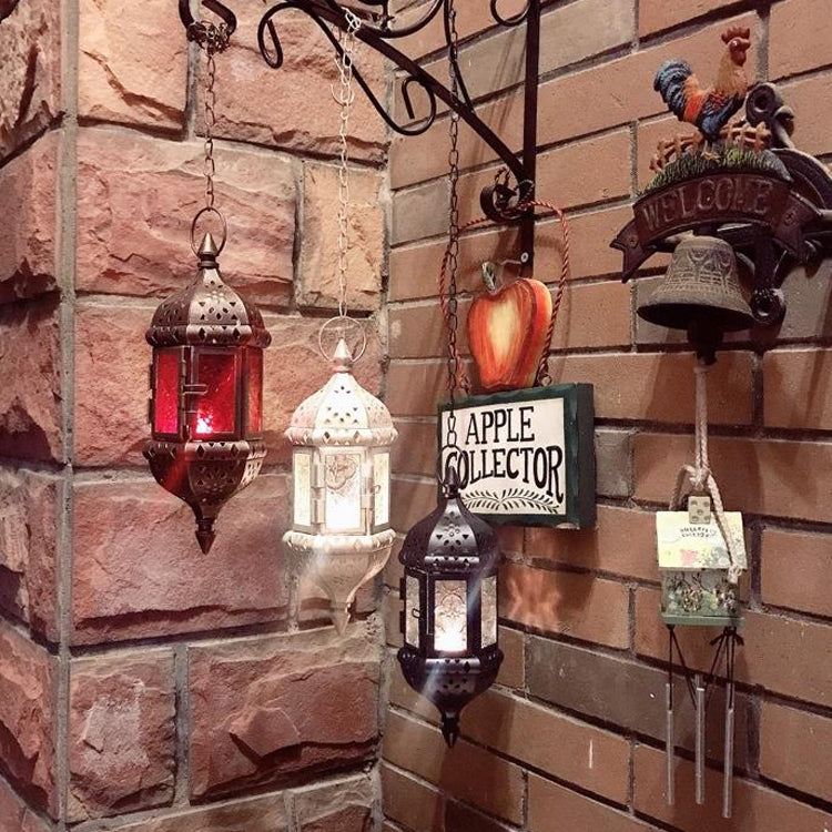 Retro Creative Wrought Iron Candle Holder Garden Hanging Hanging Wind Lamp Romantic Wedding Decorations