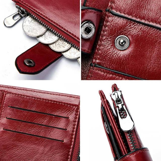Genuine Leather Female Coin Small Wallet Zipper Money Bag Mini Card Holder