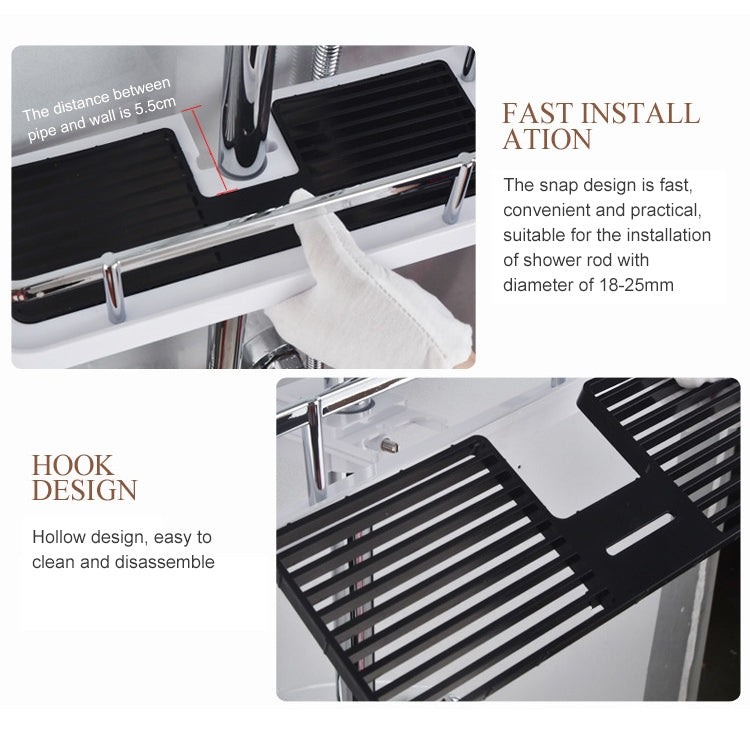 Practical Bathroom Storage Rack Holder Organizer Tray Holder Fit For Shower Rod: 24/25MM In Diameter