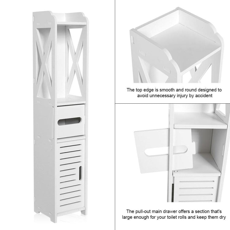Bathroom Toilet Furniture Cabinet White Wood Cupboard Shelf Storage Rack(Small)