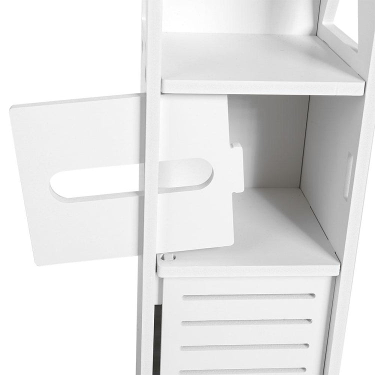 Bathroom Toilet Furniture Cabinet White Wood Cupboard Shelf Storage Rack(Small)