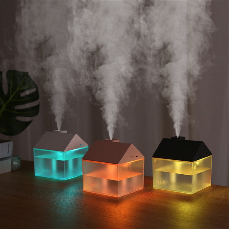 Retro House Indoor Outdoor Air Purifier Desktop Aromatherapy Humidifier with Led Night Light, Style:Lithium Battery