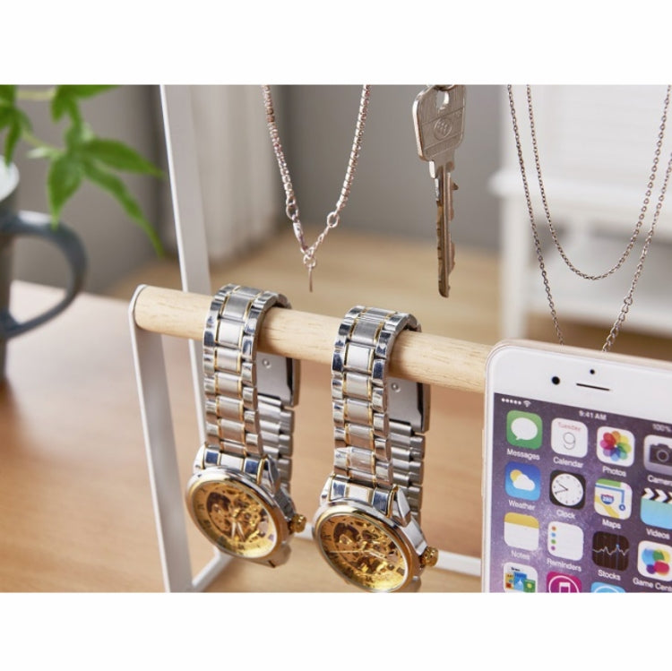 Hook Jewelry Rack Mobile Phone Jewelry Glasses Desktop Two-layer Display Rack(White)