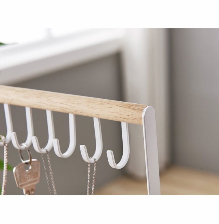 Hook Jewelry Rack Mobile Phone Jewelry Glasses Desktop Two-layer Display Rack(White)