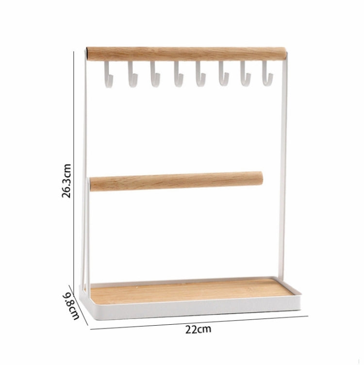 Hook Jewelry Rack Mobile Phone Jewelry Glasses Desktop Two-layer Display Rack(White)