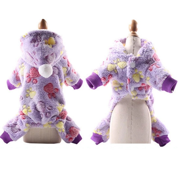 Dog Pajamas Fleece Jumpsuit Autumn Winter Dog Clothes Four legs Warm Pet Clothes, Size:M