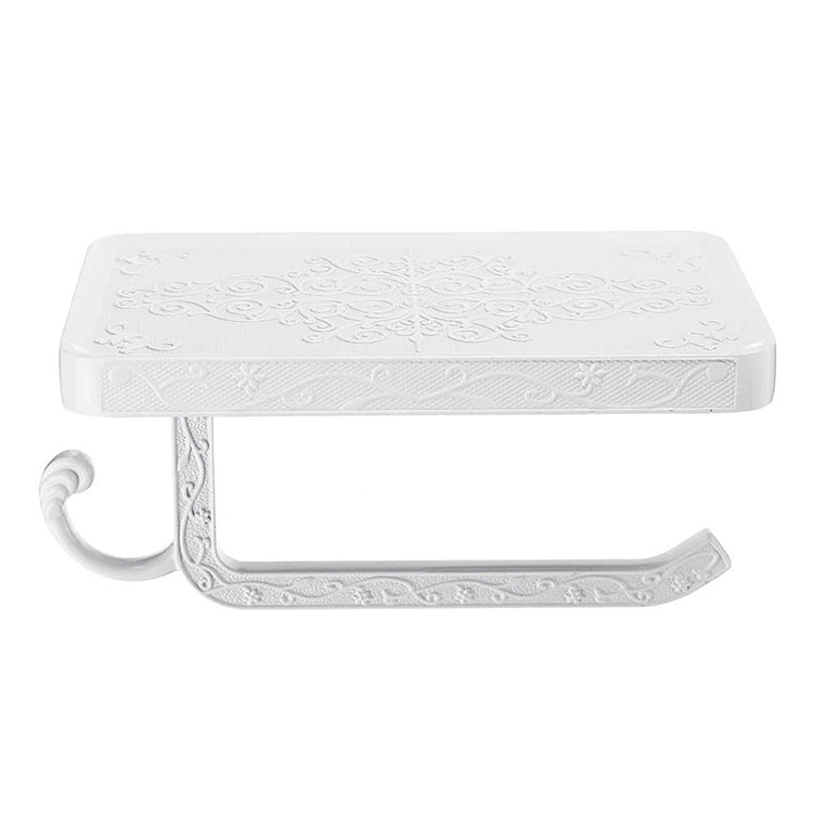 Antique Carved Zinc Alloy Bathroom Paper Mobile Phone Holder With Hook, Color:White