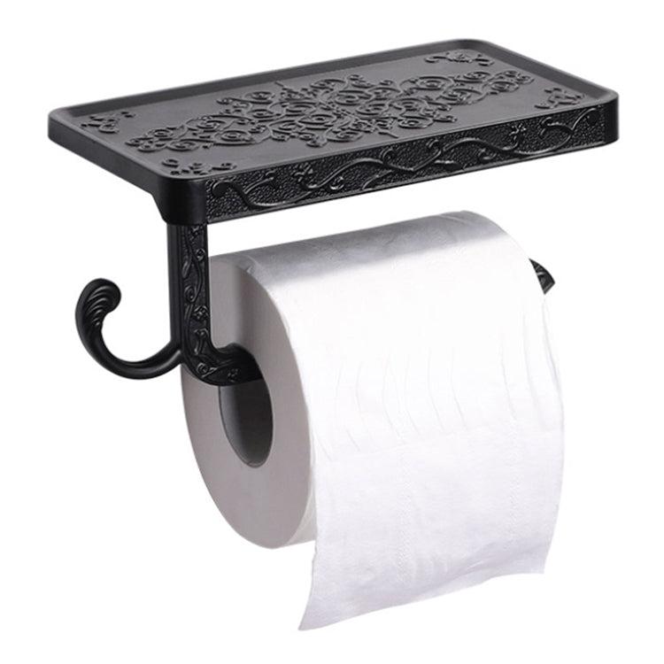 Antique Carved Zinc Alloy Bathroom Paper Mobile Phone Holder With Hook, Color:Black