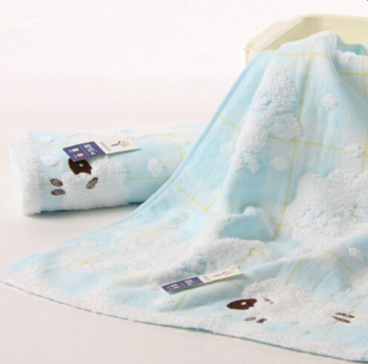 Cute Double Layers Cotton Cartoon Sheep Face Towel Sweat Absorbent For Sports Children Adult(Blue)
