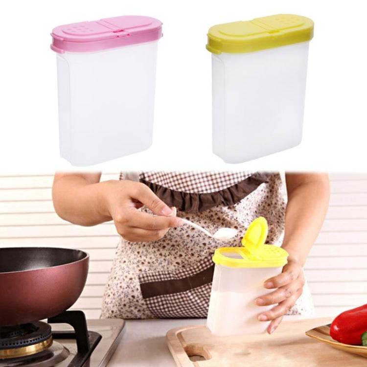 Creative Food Grade Plastic Oval Double Cover Seasoning Box Kitchen Utility(Yellow)