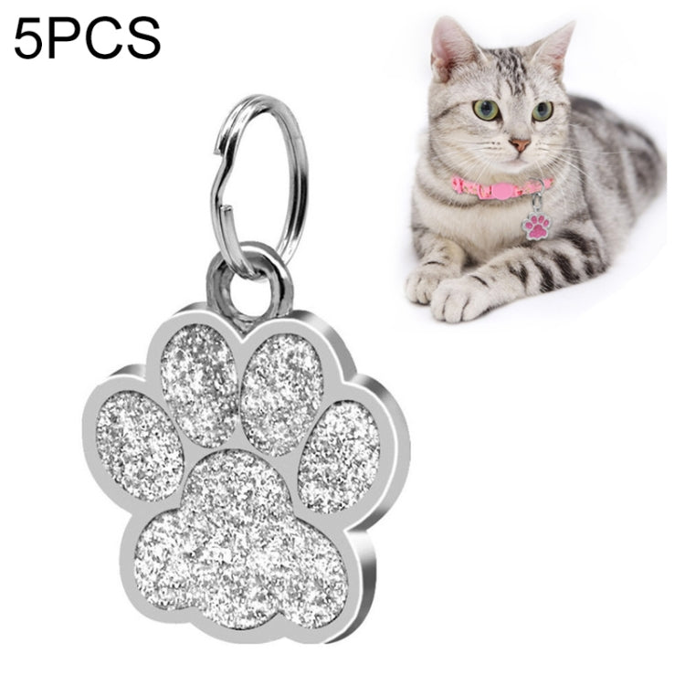 5 PCS Metal Pet Tag Zinc Alloy Identity Card Footprint Lettering Dog Tag