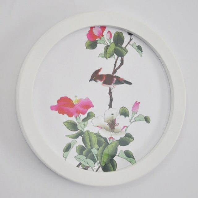 Hanging Wall Mounted Round Photo Frame Creative Gifts Home Decoration Wood-based Photo Frame Holder, Size:7 inch