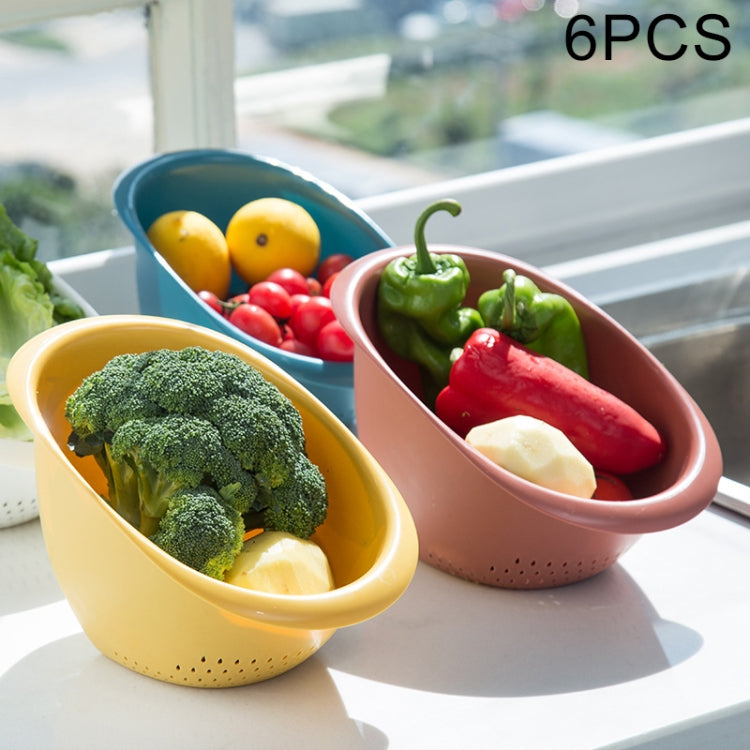 6 PCS Kitchen Drain Basket Household Washing Basket Rice Washing Plastic Fruit And Vegetable Basket Random Color Delivery