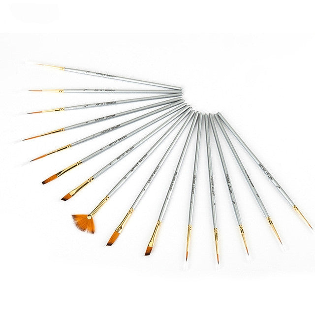 15 PCS Nylon Wool Wold Plated Copper Tube Silver Rod Hook Line Brush Set
