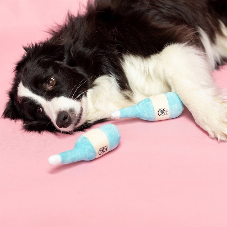 PE17A541 3 PCS Pet Dog Toys Training Squeaky Sound Milk Wine Bottle Shape Plush Dog Chew Toys(Red)