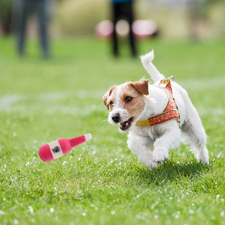 PE17A541 3 PCS Pet Dog Toys Training Squeaky Sound Milk Wine Bottle Shape Plush Dog Chew Toys(Red)