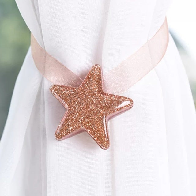 2 PCS Luck Star Magnetic Curtain Buckle Star Curtain Broach