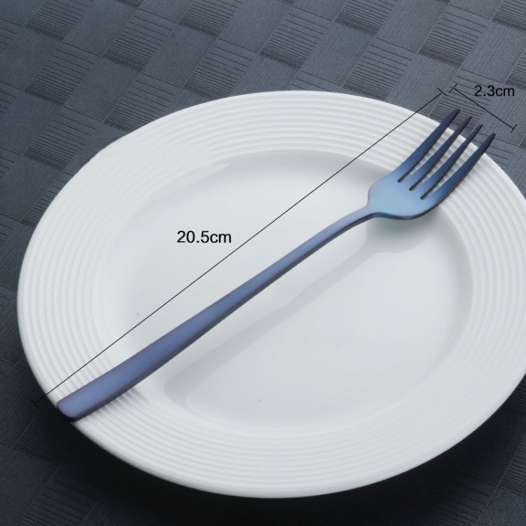 Stainless Steel Dinner Fork Korea Colourful Dessert Fork With Long Handle, Color:Blue