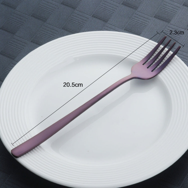 Stainless Steel Dinner Fork Korea Colourful Dessert Fork With Long Handle, Color:Purple